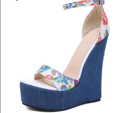 Printed Wedge Sandal Shoes - Wedge Shoes - LeStyleParfait Kenya