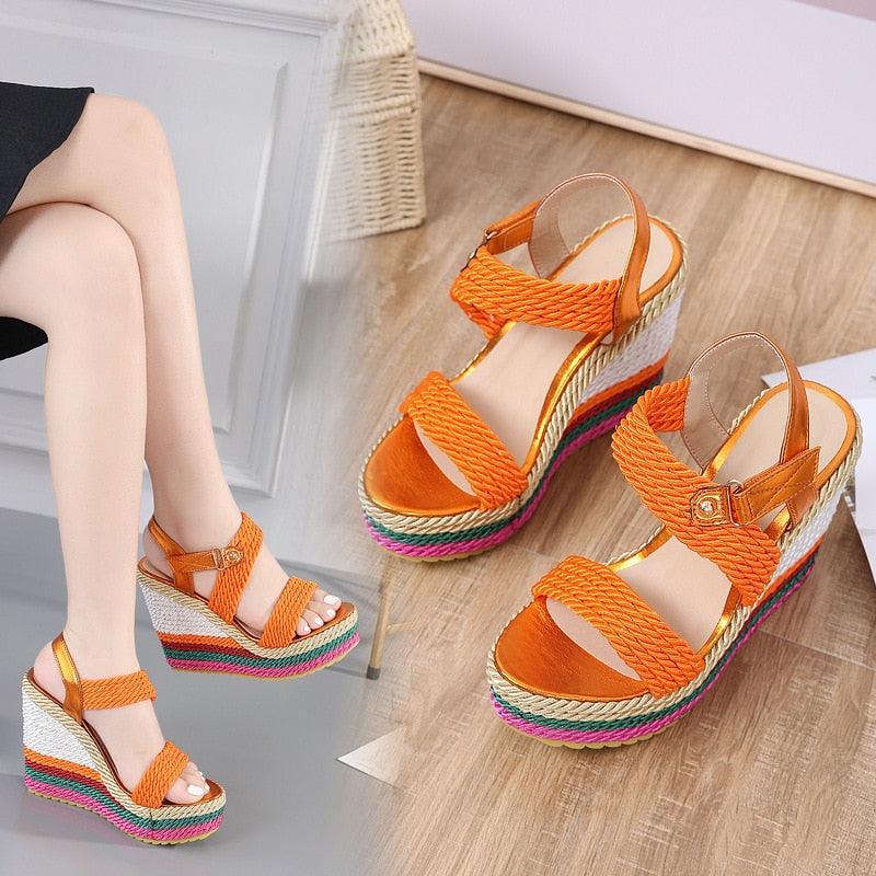 Rainbow Heel Wedge Sandals - Wedge Shoes - LeStyleParfait Kenya