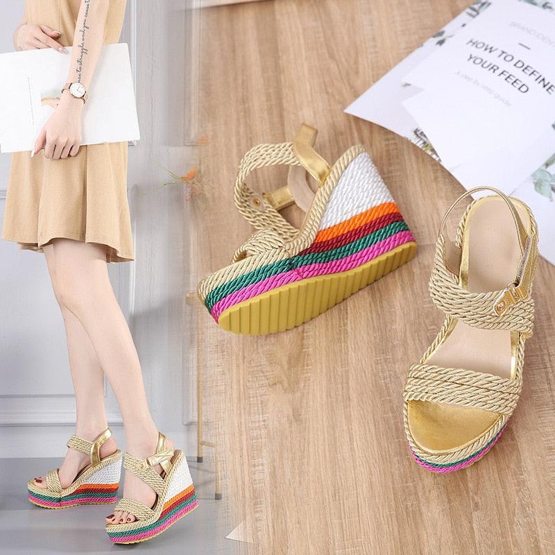 Rainbow Heel Wedge Sandals - Wedge Shoes - LeStyleParfait Kenya