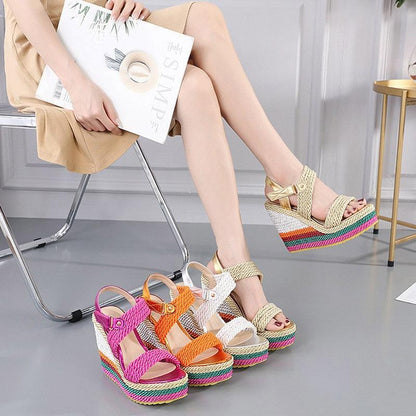 Rainbow Heel Wedge Sandals - Wedge Shoes - LeStyleParfait Kenya