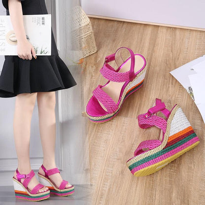 Rainbow Heel Wedge Sandals - Wedge Shoes - LeStyleParfait Kenya