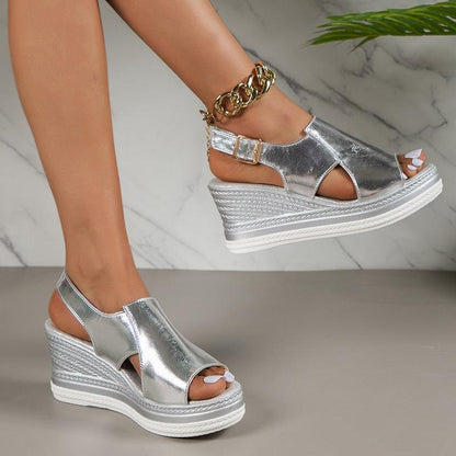 Shinny Wedge Sandal Shoes - Wedge Shoes - LeStyleParfait Kenya