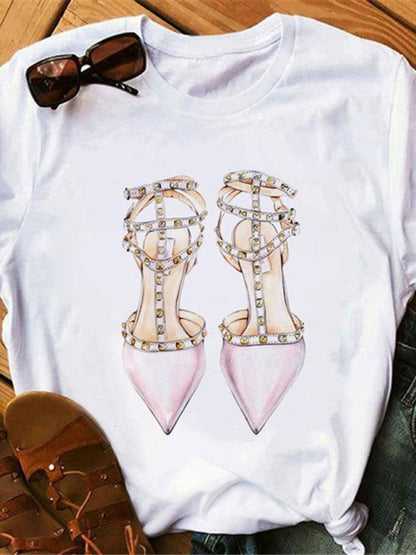 Shoes Print Women T-shirt - LeStyleParfait Kenya