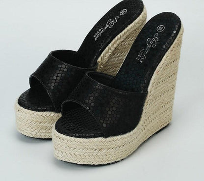 Slip-on High Heels Wedge Sandals - Wedge Shoes - LeStyleParfait Kenya