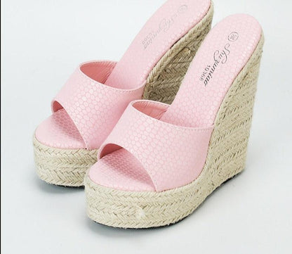 Slip-on High Heels Wedge Sandals - Wedge Shoes - LeStyleParfait Kenya