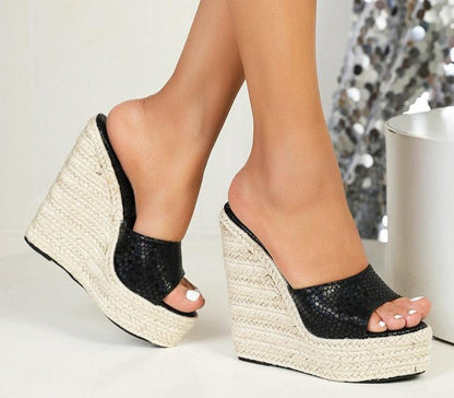 Slip-on High Heels Wedge Sandals - Wedge Shoes - LeStyleParfait Kenya