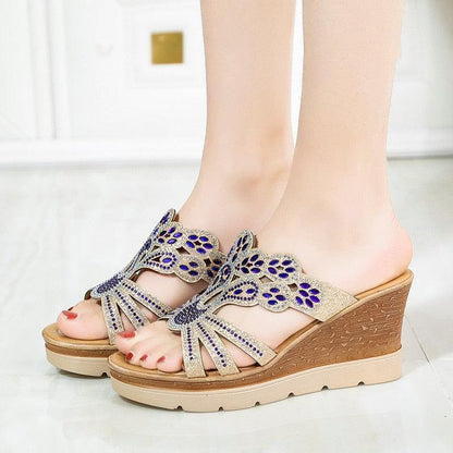 Slip on Rhinestone Wedge Sandals - Wedge Shoes - LeStyleParfait Kenya