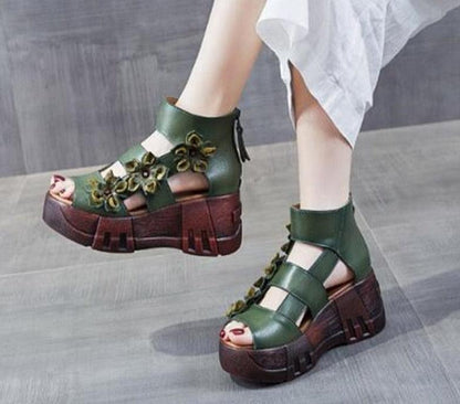 Stylish Floral Wedge Sandals - Wedge Shoes - LeStyleParfait Kenya