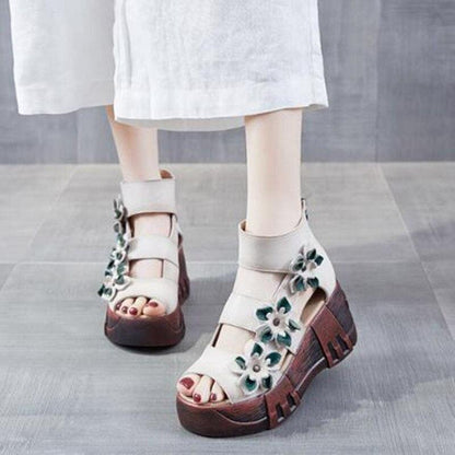 Stylish Floral Wedge Sandals - Wedge Shoes - LeStyleParfait Kenya