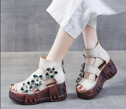 Stylish Floral Wedge Sandals - Wedge Shoes - LeStyleParfait Kenya