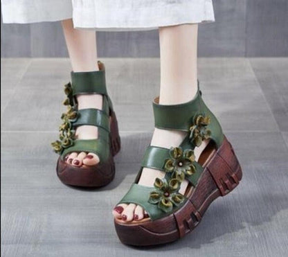 Stylish Floral Wedge Sandals - Wedge Shoes - LeStyleParfait Kenya