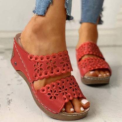 Summer Slip-on Leather Wedge Sandals - Wedge Shoes - LeStyleParfait Kenya