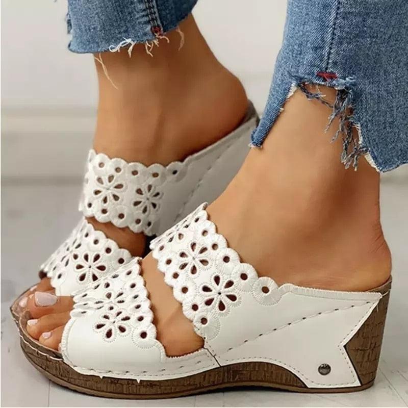 Buy Summer Slip-on Leather Wedge Sandals at LeStyleParfait Kenya