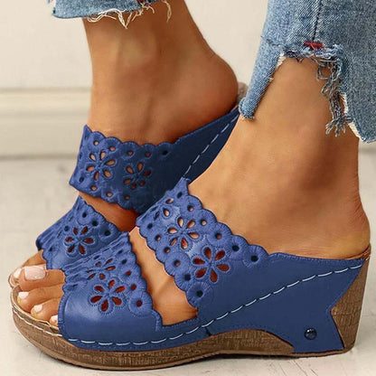 Summer Slip-on Leather Wedge Sandals - Wedge Shoes - LeStyleParfait Kenya